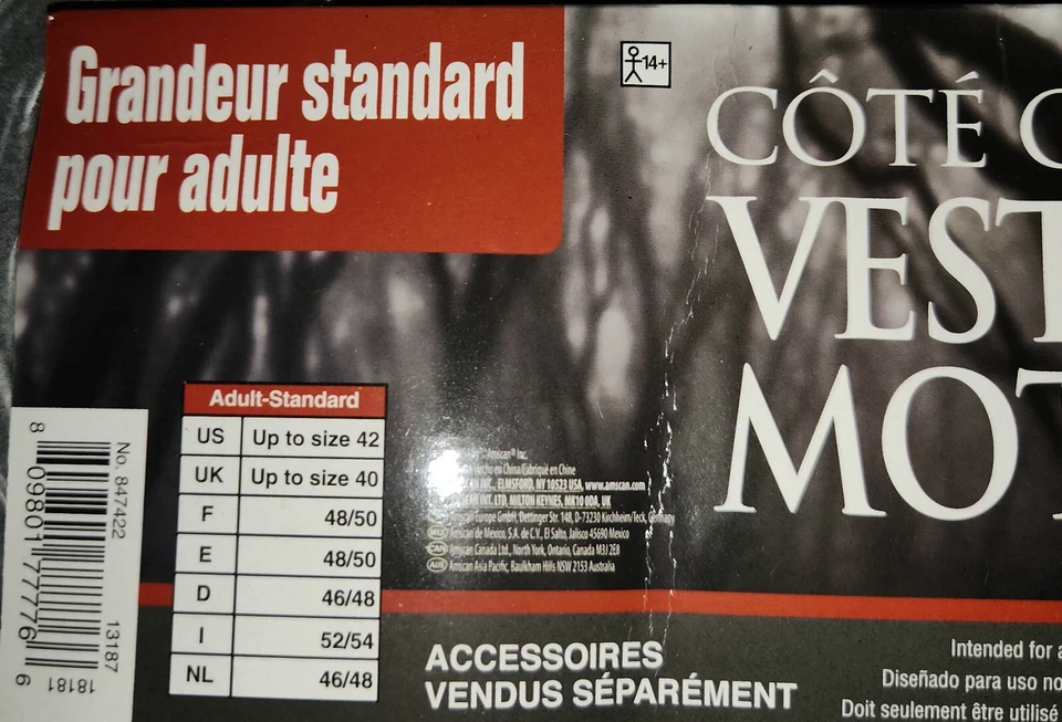 Chaleco Motociclista Fiesta Ciudad/Amscan Lado Oscuro Adulto Estándar Unisex Nuevo con Etiquetas Halloween Foto 2 de 2