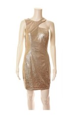 GUESS gold-tone textured deep cut arm dress Sz M