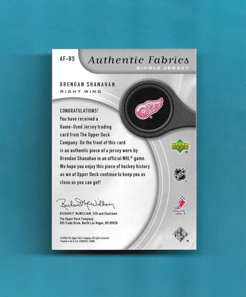 2007-08 Ultra UNIFORMITY # U-BS JERSEY BRENDAN SHANAHAN NEW YORK RANGERS SHARP! - Image 2 of 2