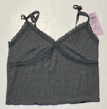 Wild Fable Lace Trim Tiny Tank Top-Heather Gray-Women's Size M NEW