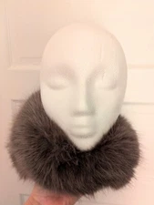 Silver Fox GenuineFur Neck Warmer Gray Lined Furrier Clip  29" Long