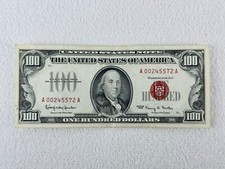 Banconota Americana 100 Dollari Usd Anno 1966 Red Seal Series