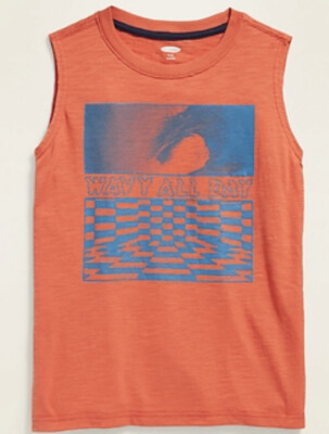 Old Navy Boys Size Medium (8) Slub Knit Muscle Tank Top  NWT .. Orange 