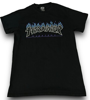 Thrasher Magazine Godzilla Charred Logo Skateboard T Shirt Black Mens Sz Small