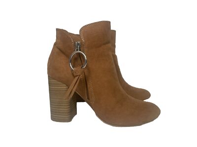 Dolce Vita Women s Suede Light Brown Side Zip Booties With Heel,  Size 7.5