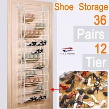 36 Pairs Over the Door Pairs Space Shoe Organizer Storage Rack Hanging White