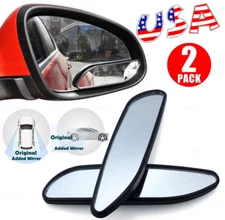 2x 360° Stick on Rear View Auxiliary Blind Spot Mirror Wide Angle Car Truck SUV