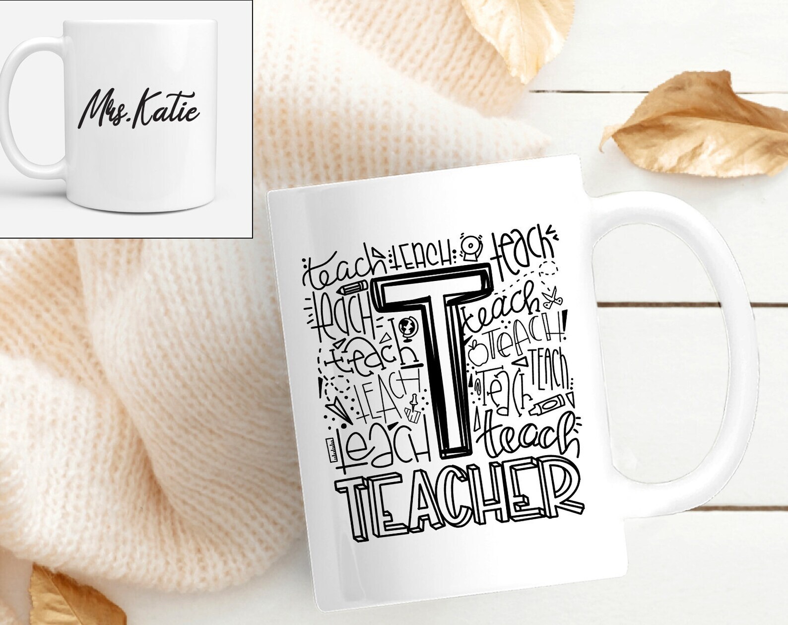 Personalized Teacher Mug Teacher Name Mug Custom Coffee Mug Teacher Gift Back To