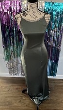 Jessica McClintock Gunne Sax Dress Iridescent Green Studded Slim A-Line Size 3/4