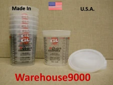 932E SET OF 6, 1 Qt. MIXING CUPS, Measuring cup & lids Store Paint Containers