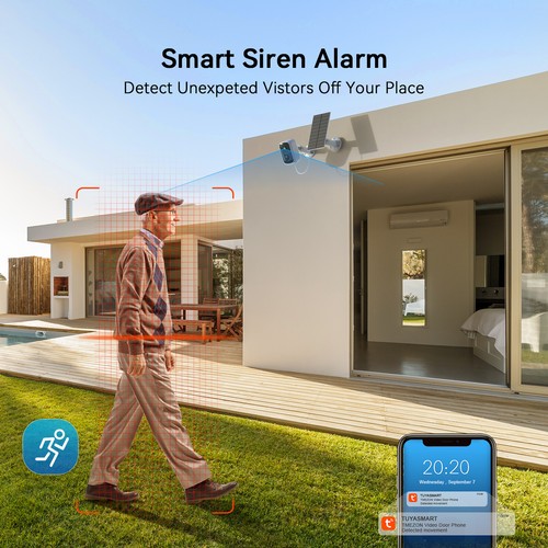 TMEZON 3MP WLAN FUNK Solar&AKKU Überwachungskamera Außen IP Kamera Schwarz&Weiß - Bild 18 von 22