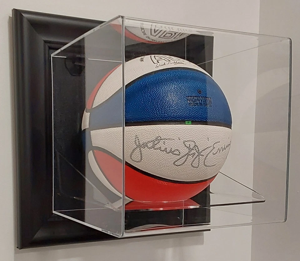 Julius Erving Autographed ABA Basketball with Wall Mounted Display Case - Image 4 of 4