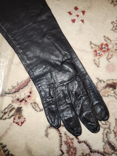 New In Orig Sleeve Black Kid 13" Gloves Wear-Right Western Germany Sz 6 1/2 #15 - Picture 3 of 5
