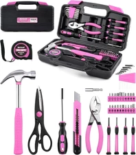 Tool Set Pink-40 Piece - General Household Hand Tool Kit with Plastic Toolbox St