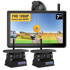 Magnetic Solar Wireless RV Backup Camera 1080P Touchscreen DVR for Truck Camper