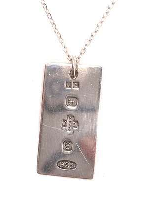 Vintage 2000 Sterling Silber Dog Tag Anhänger Halskette