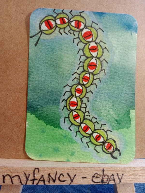 ACEO  ATC Creepy Weird creature acrylic painting new 3.5" x 2.5" myfancy