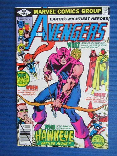 AVENGERS # 189 - (NM+) -HAWKEYE BATTLES ALONE-VISION-SCARLET WITCH-THOR-IRON MAN
