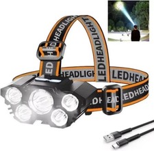2Packs 25000LM LED HEADLAMP Rechargeable Headlight Zoomable Head Torch Lamp- 