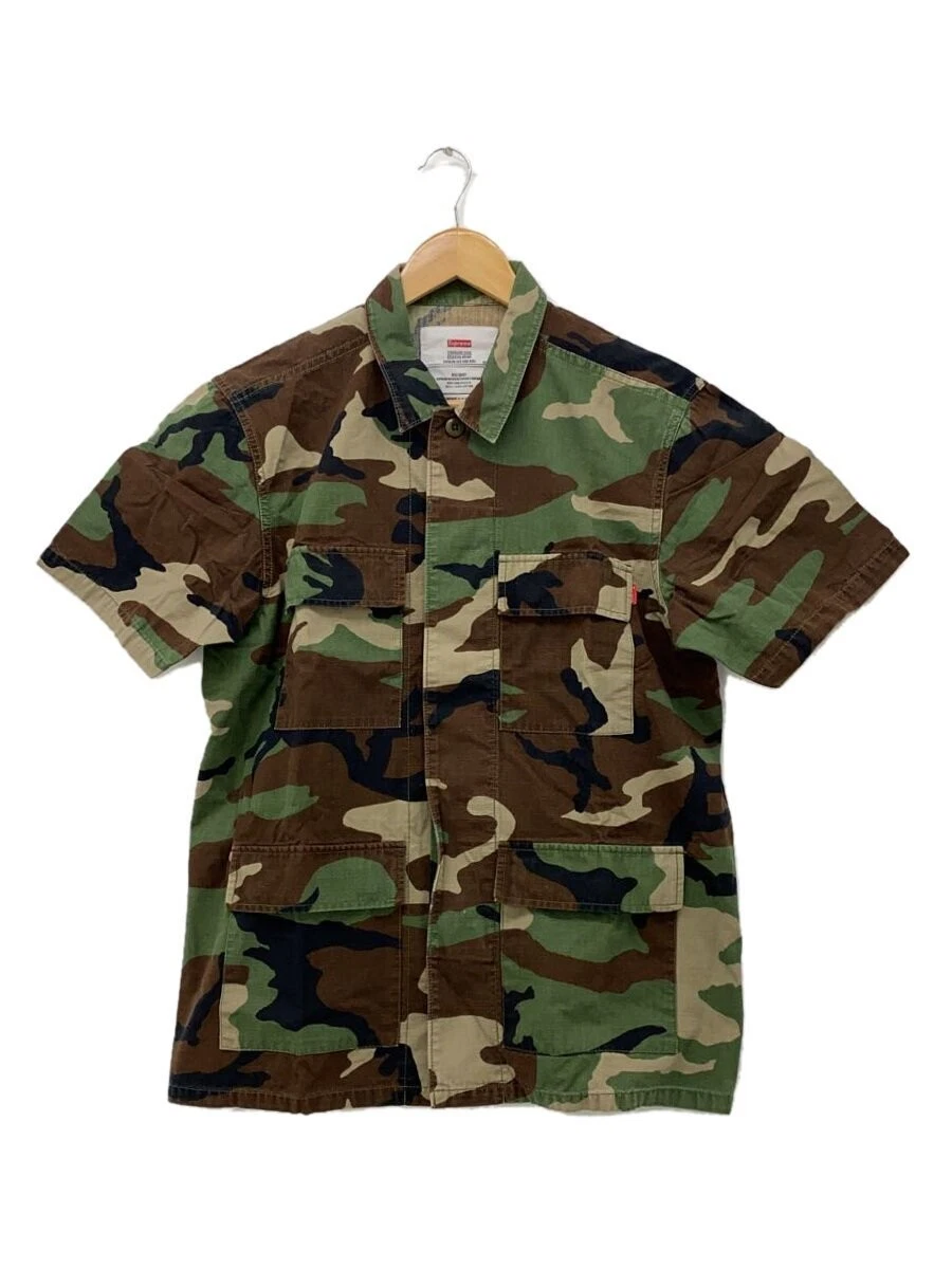 Chemise à manches courtes Supreme 15Ss/Ripstop Bou Shirt/S/Coton/Kaki/Camo/051305