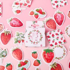 Obujopal Small Strawberry Scrapbook Stickers for Notebook Junk Journal Red