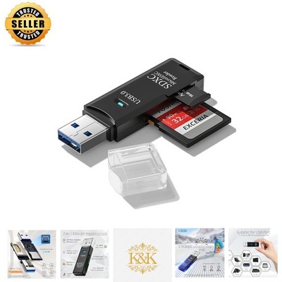 5Gbps 2-in-1 Micro SD & SD Card Reader with USB 3.0 - Black, Compact Design