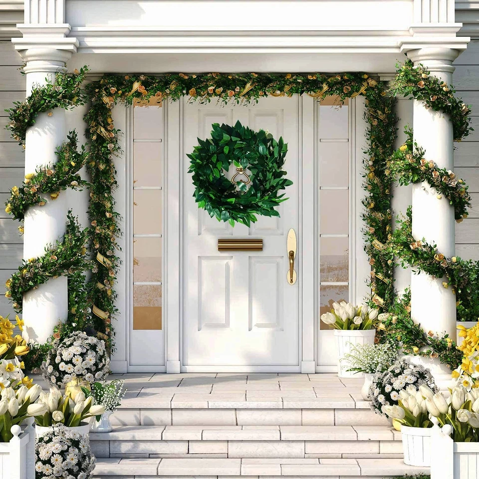 24 piezas hojas de ficus artificiales imitación ramas de árboles plantas verdes spray para bodas... Foto 4 de 4