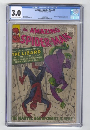 Amazing Spider-Man #6 CGC 3.0 Marvel Comic 1963 1st Lizard Steve Ditko Stan Lee