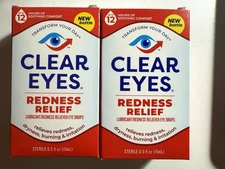 Clear Eyes, Redness Relief Eye Drops, 0.5 Fl Oz (Pack of 2)  EXP 6/2027+