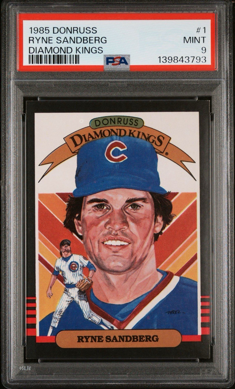 1985 Donruss Ryne Sandberg Diamond Kings #1 PSA 9 MINT Chicago Cubs HOF