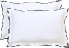 White Standard Pillow Shams Set of Standard 20" X 26" White with Black Trim