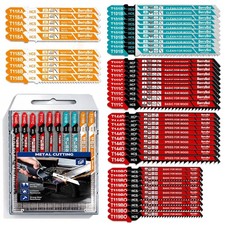 50-PC T-Shank Jigsaw Blades Set for Wood & Metal, Plastic Cutting