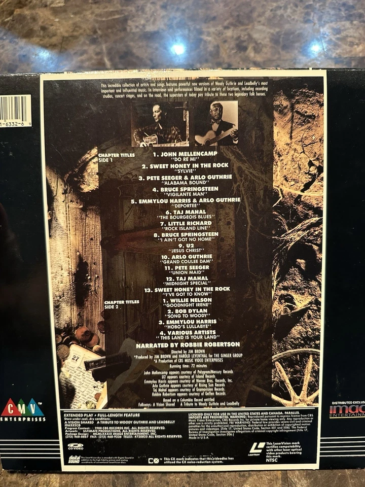 A Vision Shared: A Tribute to Woody Guthrie and Leadbelly (1988) Laserdisc Folk  - Image 2 of 4