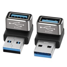 90 Degree USB 3.0 Adapter 2 Pack, Up and Down Right Angle USB A Male to Female