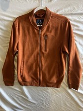 Ben Sherman Mens Jacket Small Faux Suede Bomber Full Zip Long Sleeve Rust