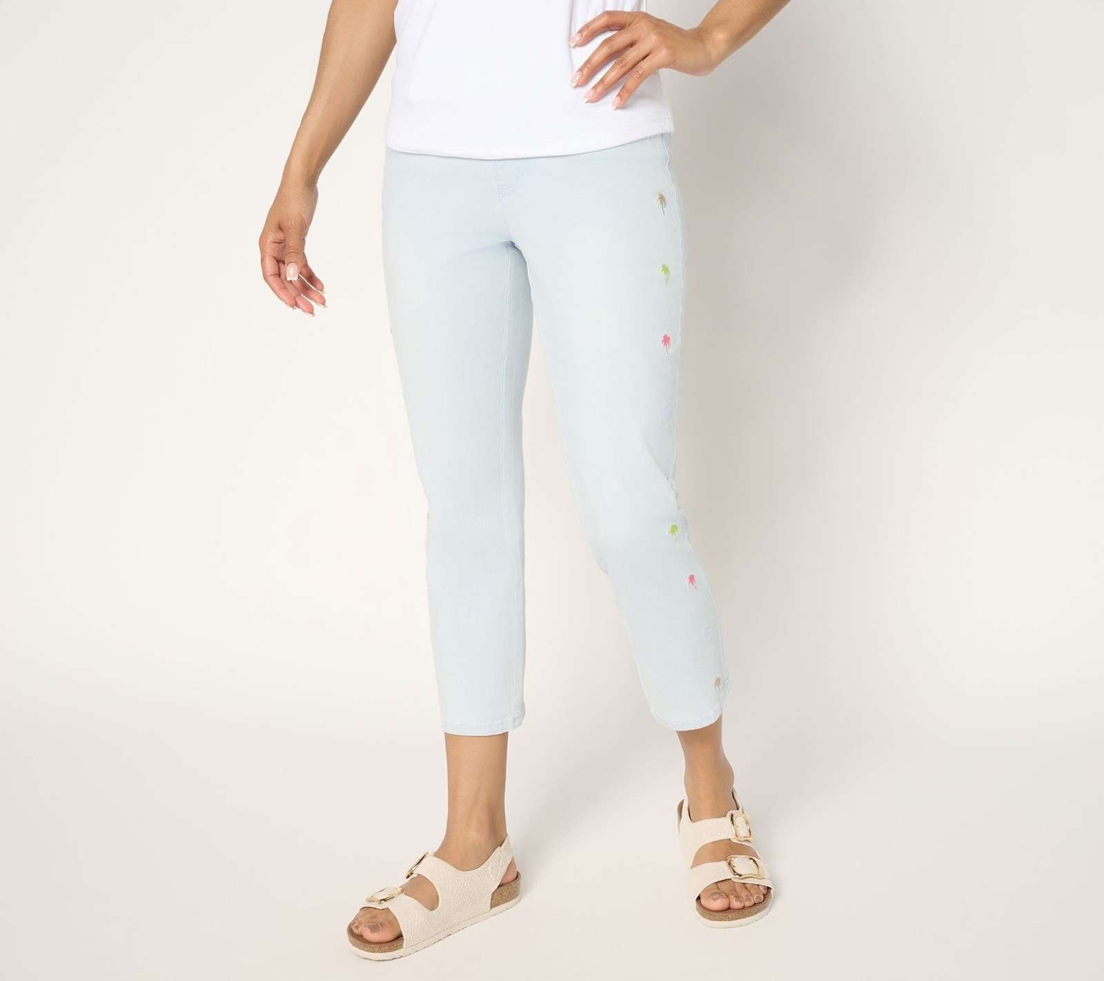 Belle by Kim Gravel Women's Petite Pants 8P TripleLuxe Denim Palm Blue A686394