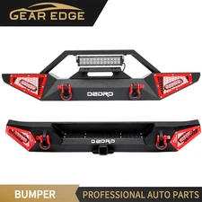 Front +Rear Bumper W/ LED Bar for 18-25 Jeep Wrangler JL JLU Unlimited Off-road