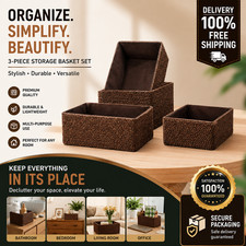 Recycled Wicker Storage Basket SET of 4 Paper Rope Storage Bins - Baskets ..