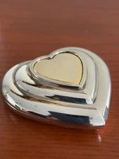 ART DECO HEART SHAPED MAKEUP POCKET DUAL MIRROR COMPACT