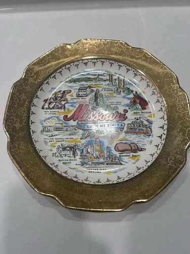 Vintage Sabin 22K Crest-O-Gold State Plate Missouri Tourist Keepsake Souvenir - Picture 2 of 3