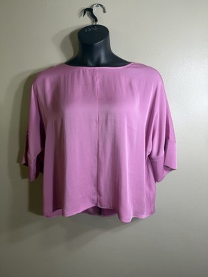 NWT Express Pink Dolman Sleeve Blouse Women's Large Boat Neck Work Office Top 