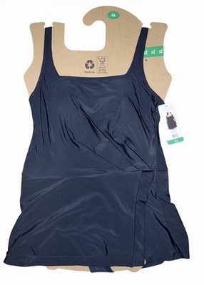 Beyond Control Black Swim Dress One Piece Built In Bra Skirted Swimsuit XL NWT