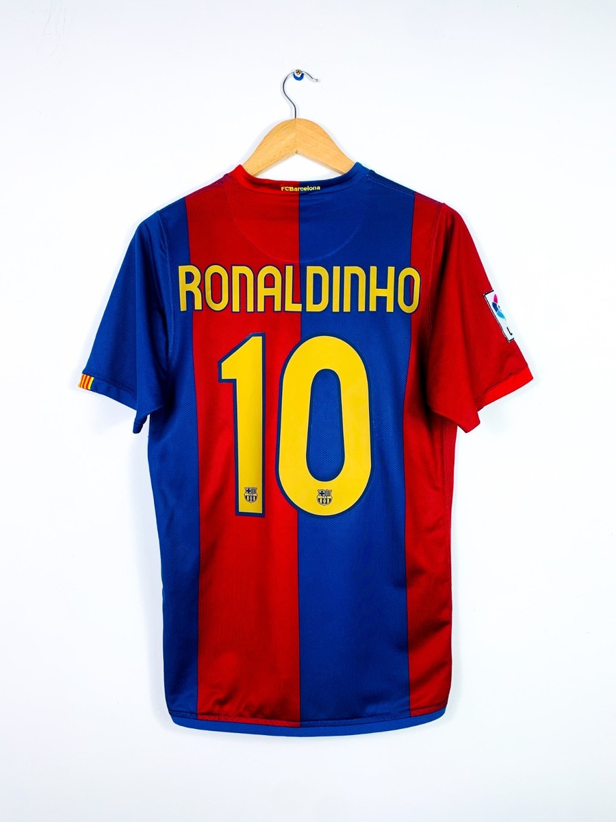 【希少正規品】FC Barcelona Ronaldinho 10 Nike Mens NIKE Vintage FCB Barcelona 2004/2005 #10 Ronaldinho Home