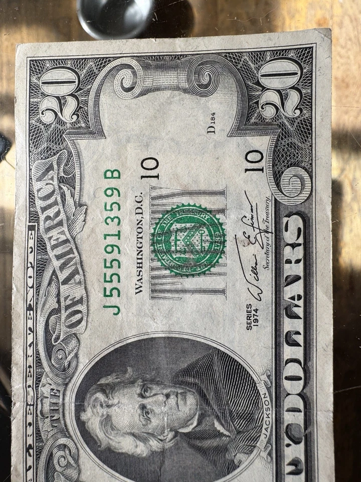 Error 1974 Series Miscut Misprint Error Jackson Twenty Dollar Bill J 55591359 B - Image 4 of 4