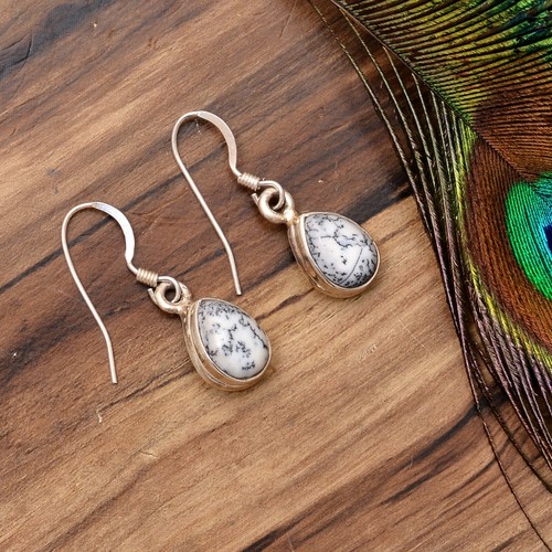Rutile Quartz Dangler Earring,Rutile Quartz Silver Earrings,Quartz Hook Earring - Imagen 3 de 5