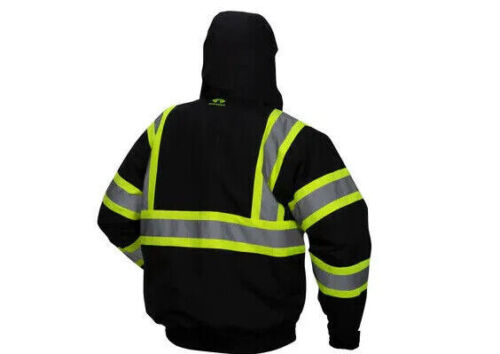 Black Series Reflective Insulated Safety Bomber Jacket Free Shipping - Picture 2 of 2