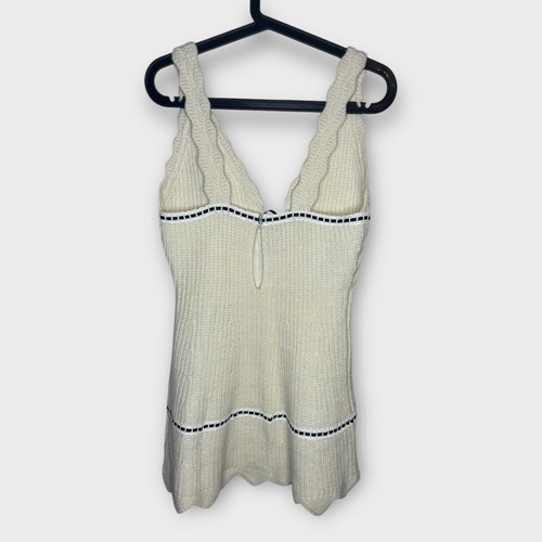 For Love & Lemons Dress Size Small UK 8 Jade Knit Mini White Ivory Knitted Bow S - Picture 10 of 15