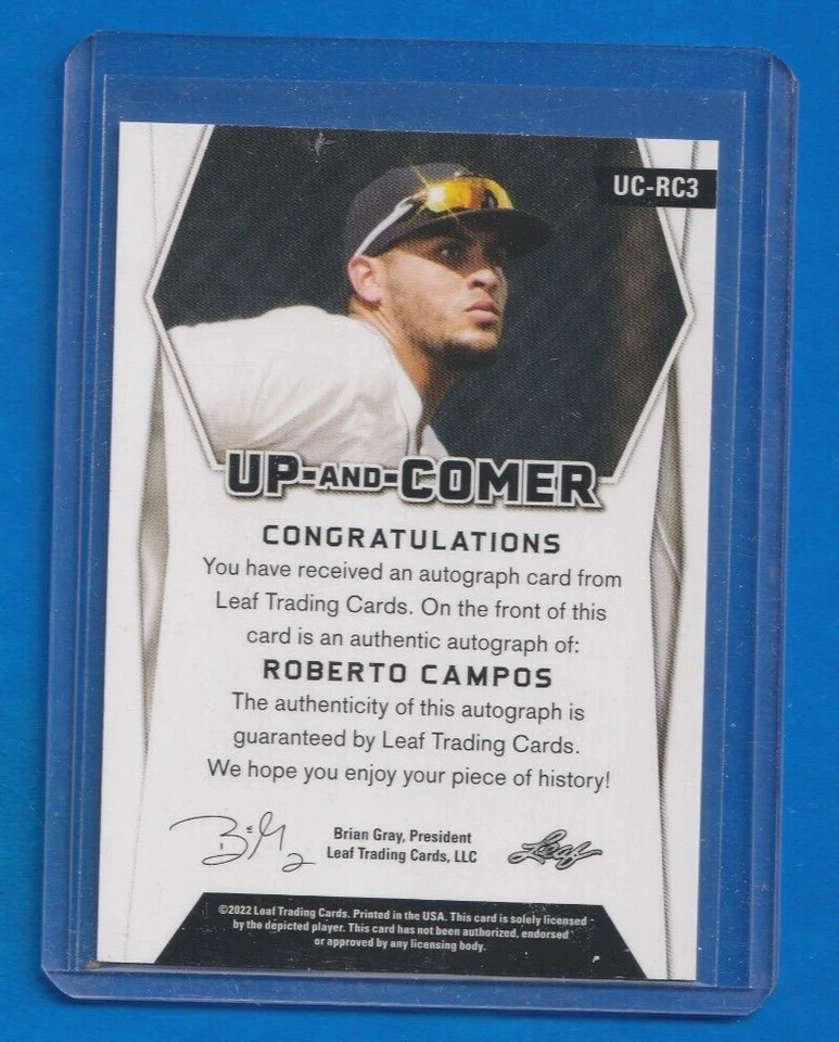 2022 Leaf Pro Set ROBERTO CAMPOS AUTO UP AND COMER #UC-RC3 - Image 2 of 2