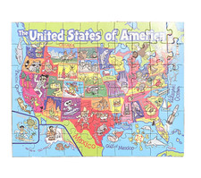 Kids Jigsaw Puzzle USA MAP 50 United States of America 60 Pieces 8.75" x 11.25"
