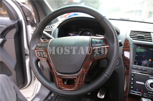 For Ford Explorer Wood Pattern Inner Steering Wheel Sequins Trim Cover 2016-2019 - Picture 10 of 12